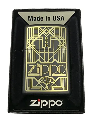 Zippo Art Deco Logo, gold on black