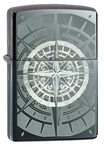 Zippo Compass Black Ice Pocket Lighter, Antique Silver, One Size