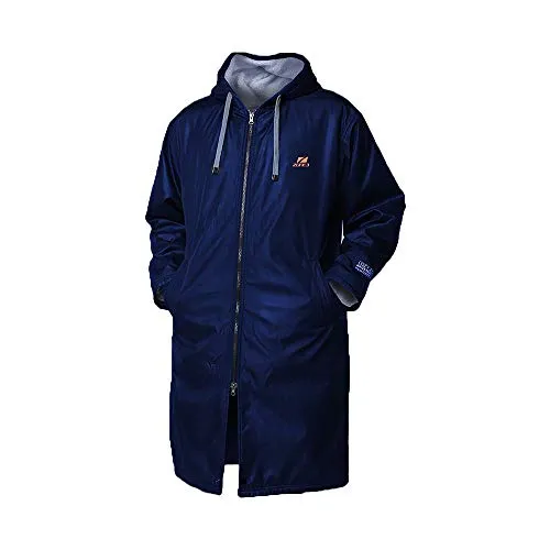 Zone3 Polar Fleece Parka Robe Jacket(Navy/Grey/Orange, Medium)