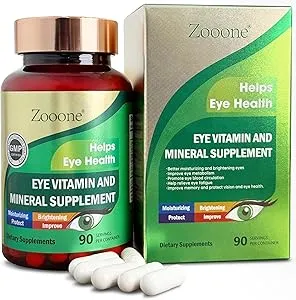 zooone- 90pcs Lutein Eye Vitamins Supplement for Macular Health and Dry Eye, Contains Lutein, Zinc, Vitamins C/E & Zeaxanthin to Support Eye Health