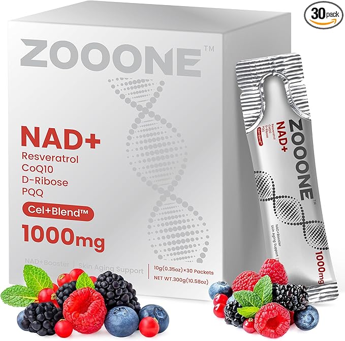 zooone- NAD+ Supplement 30pcs, Premium Nicotinamide Riboside & Resveratrol, DNA Repair & Healthy Agingï¼ Advanced NAD Supplement for Men & Women, Boosts Cellular Energy