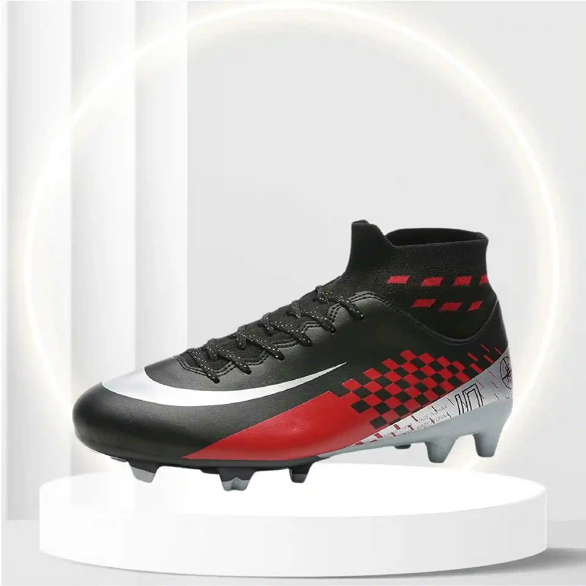 ZYJ Men's Athletic Soccer Football Cleats, High-Top Football Soccer Shoes, Big Boys Athletic Sneaker Shoes for Outdoor/Indoor/Competition/Training ZQXCD04-M1-40 Black